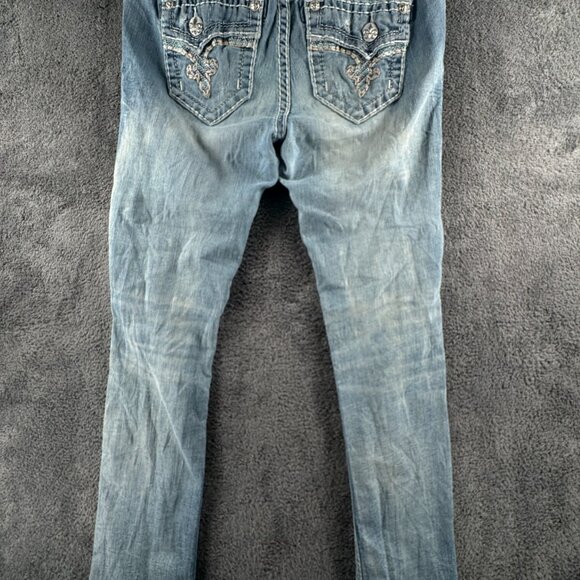 ROCK REVIVAL Women BETTY Straight Designer Blue Jeans Embellished Size 27 Adult - Picture 14 of 16
